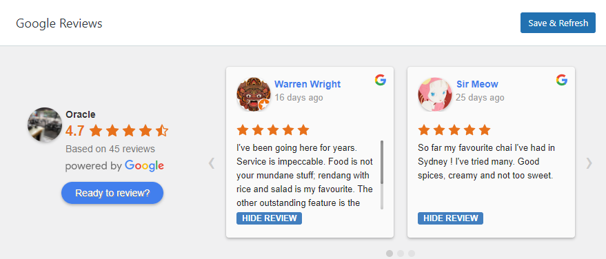 google reviews on wordpress website